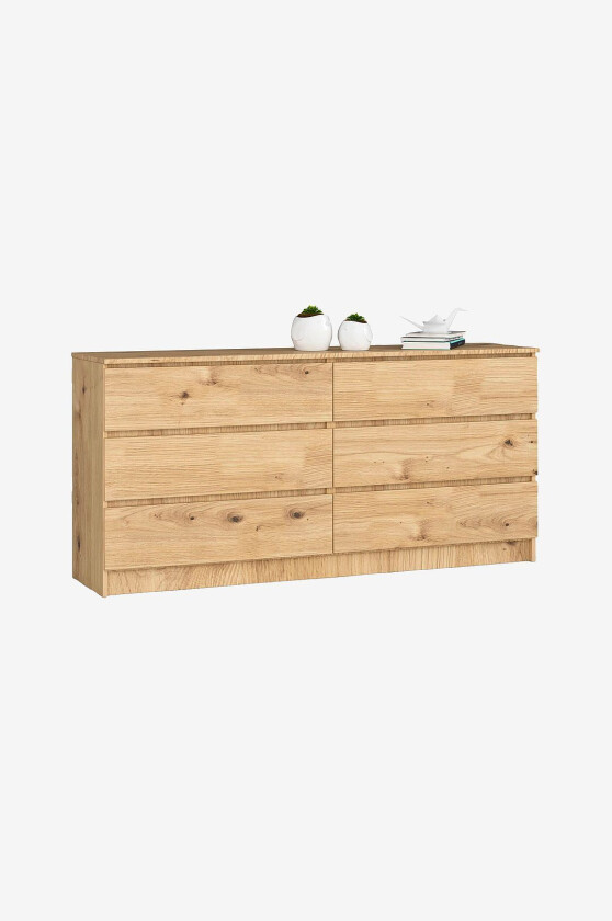 Akord kommode med 6 skuffer, Brun