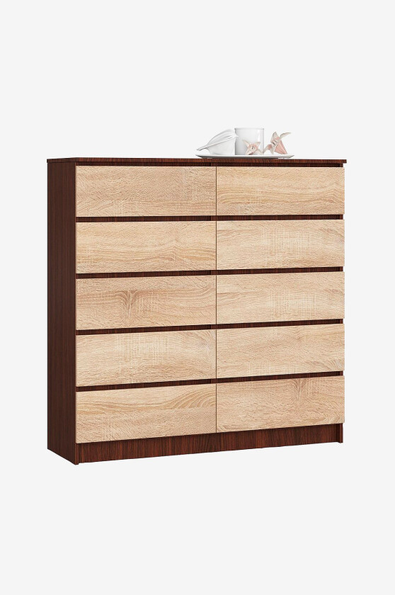Akord kommode med 10 skuffer, Flerfarget