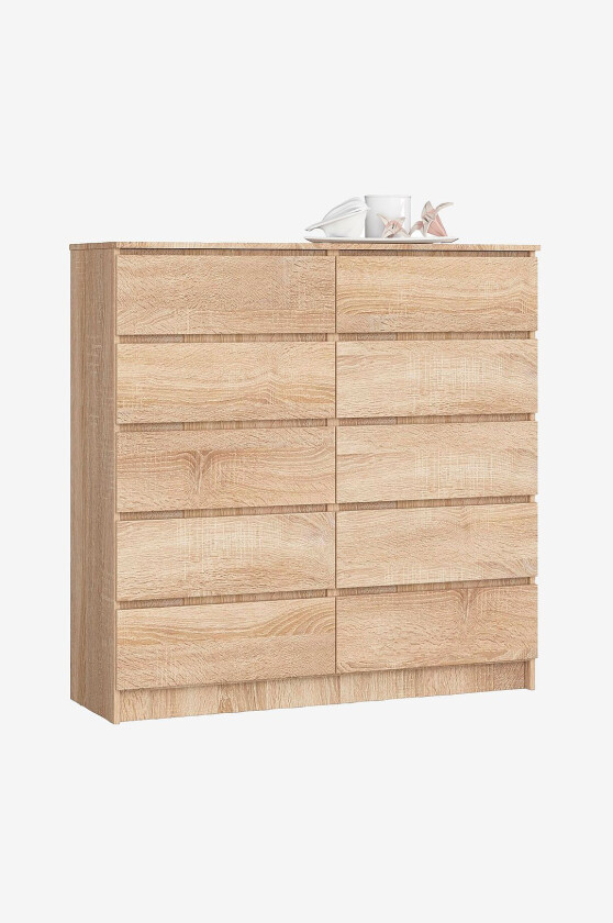 Akord kommode med 10 skuffer, Brun