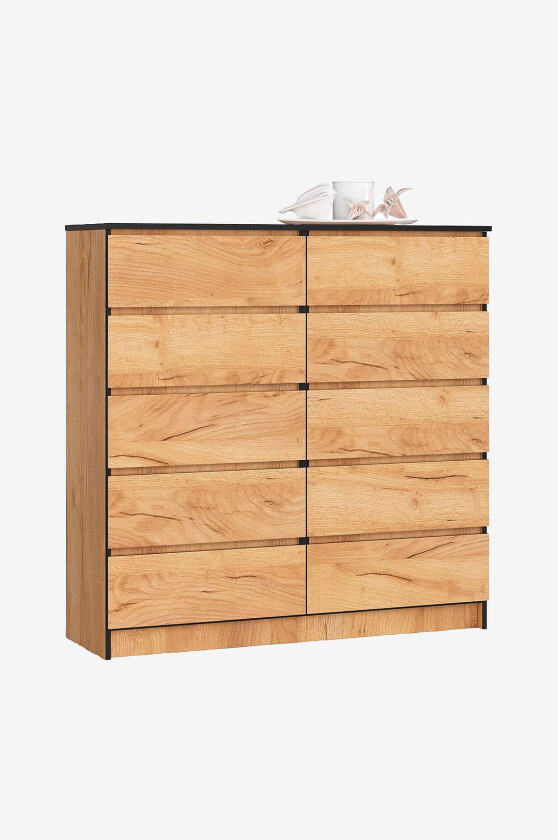 Akord kommode med 10 skuffer, Brun