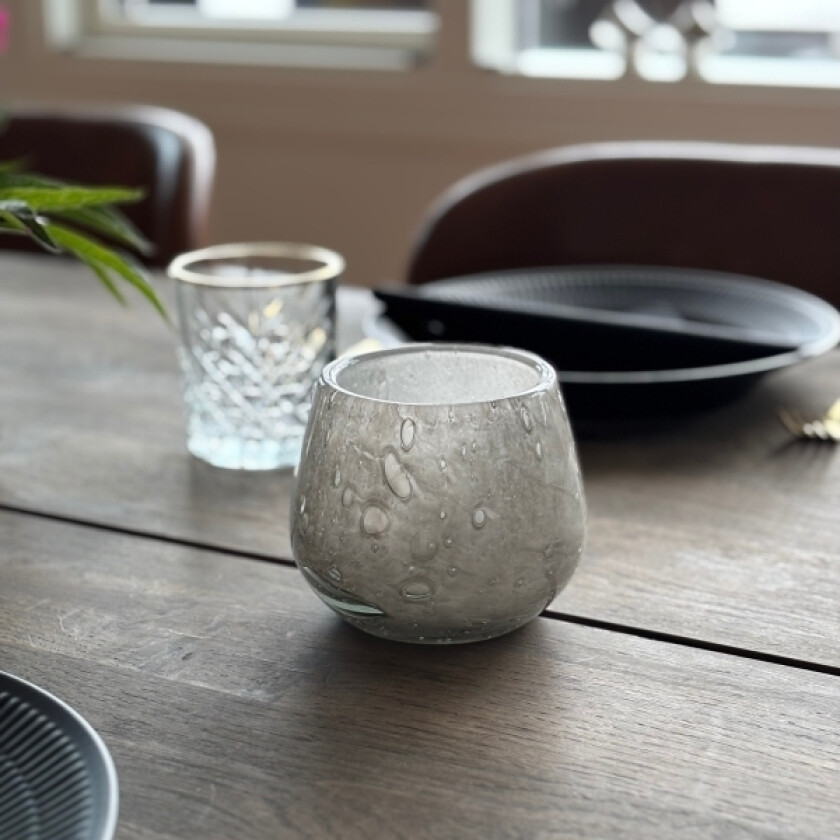 Bilde av Securit® sett med 12 stk. LUNA glasslysestaker og LED telys, grå/farget + hvitt lys