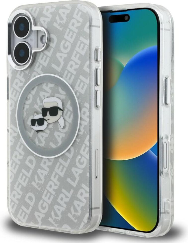 IML Glitter Karl & Choupette-hoder-logo MagSafe-etui til iPhone 16 – grå