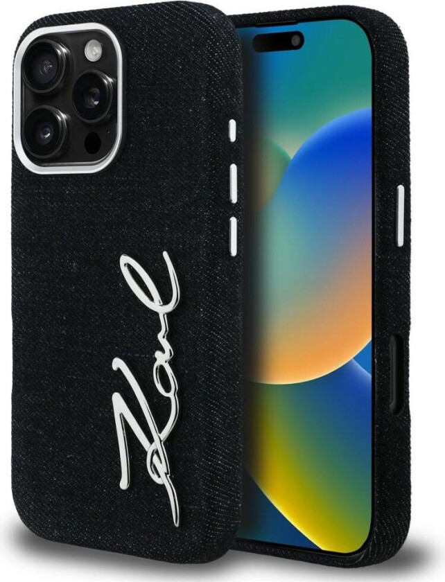 FW Jeans iPhone 16 Pro-etui med signaturlogo – svart