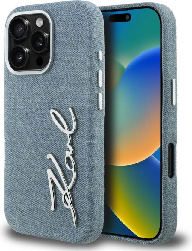 FW Jeans iPhone 16 Pro Max-etui med signaturlogo – blå