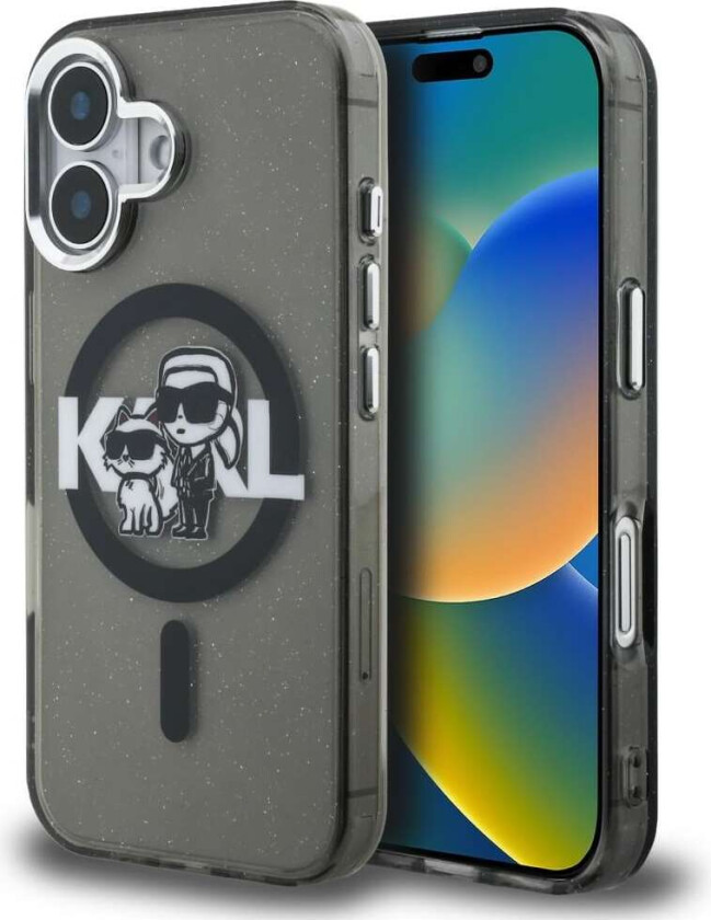 IML Glitter Karl & Choupette Sketch Logo MagSafe-etui til iPhone 16 – svart