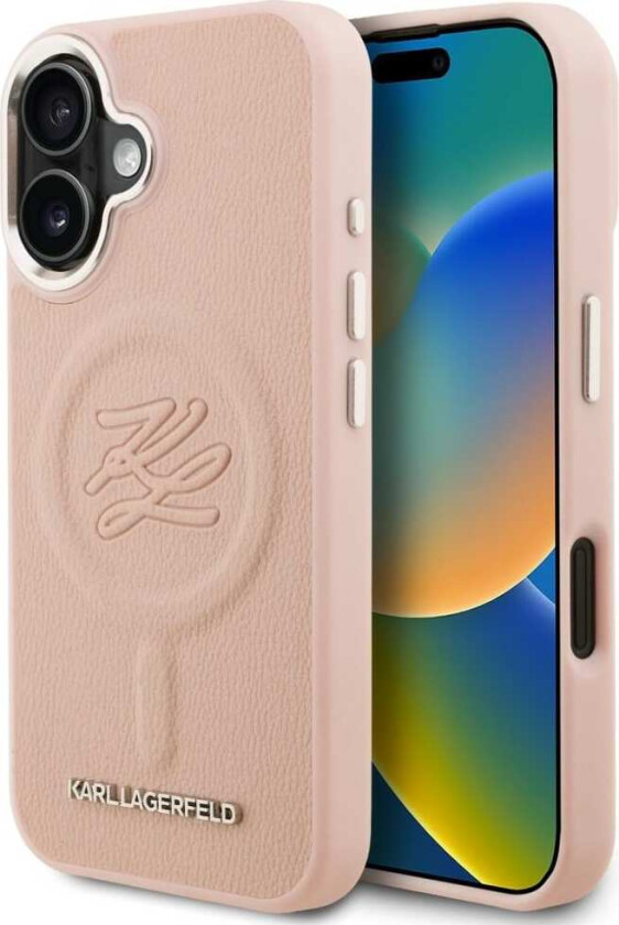 MagSafe-etui til iPhone 16 med initialer og metalllogo – rosa