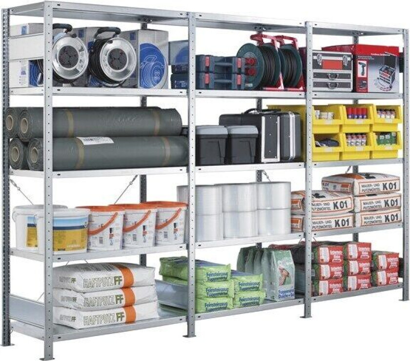 Schulte Lagertechnik Følgesektion Boltless lagerreol, rygkryds 2000x1300x500 250 kg/hylde