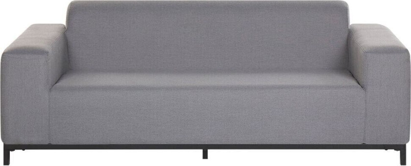 Hagesofa Grått stofftrekk Svart aluminiumsben Innendørs utemøbler Værbestandig Utendørs