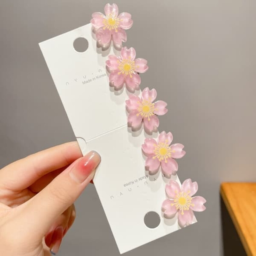 10 stk. søte kirsebærblomst-hårnåler, blomsterhårklemmer i koreansk stil, hodeplagg, hårtilbehør for jenter og kvinner, alt hår, rosa