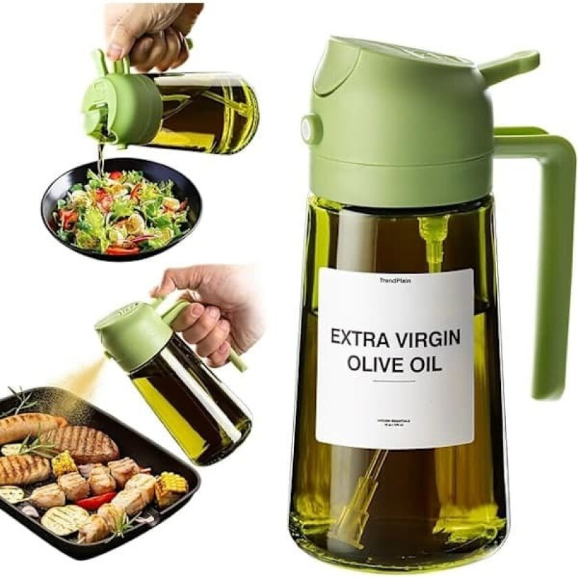 2-i-1 – 470 ml sprayflaske for olje og eddik, perfekt for matlaging, airfryer og salat