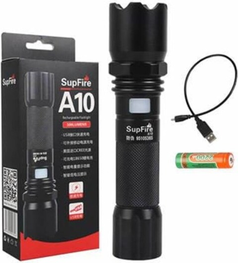 Supfire Flashlight Supfire A10 Flashlight, USB, 550lm, 200m