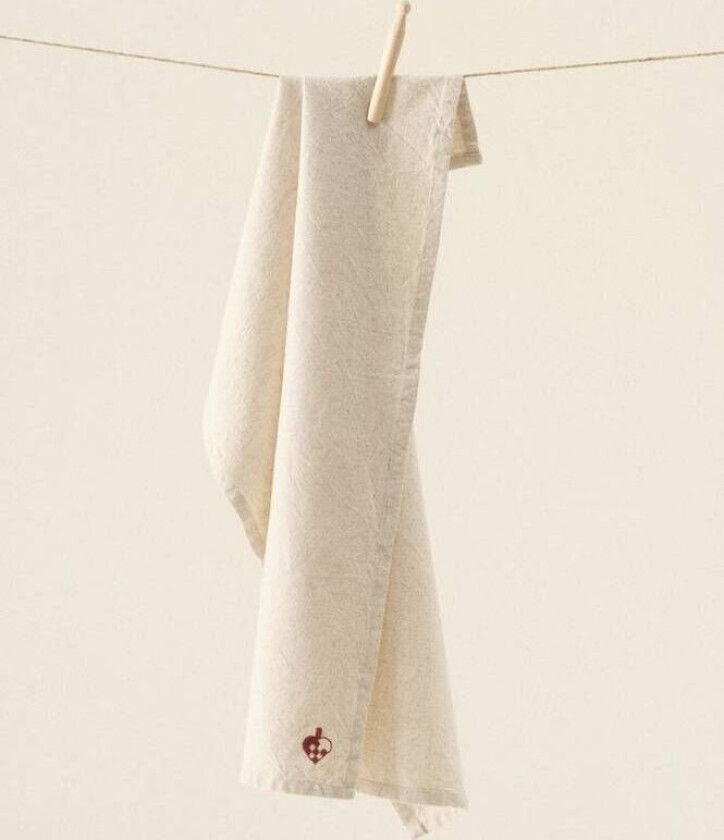 HEART kjøkkenhåndkle 1-pk Natur/rød