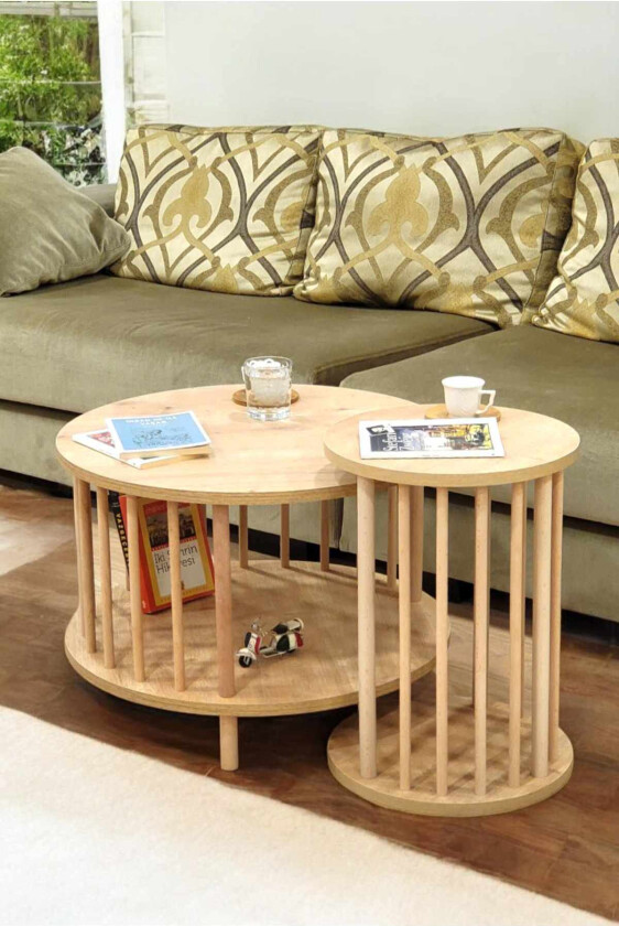 Sofabordsett Hanah Home Peka Set Pro (Ø60 x H43 cm) Sapphire Oak - Sapphire Oak