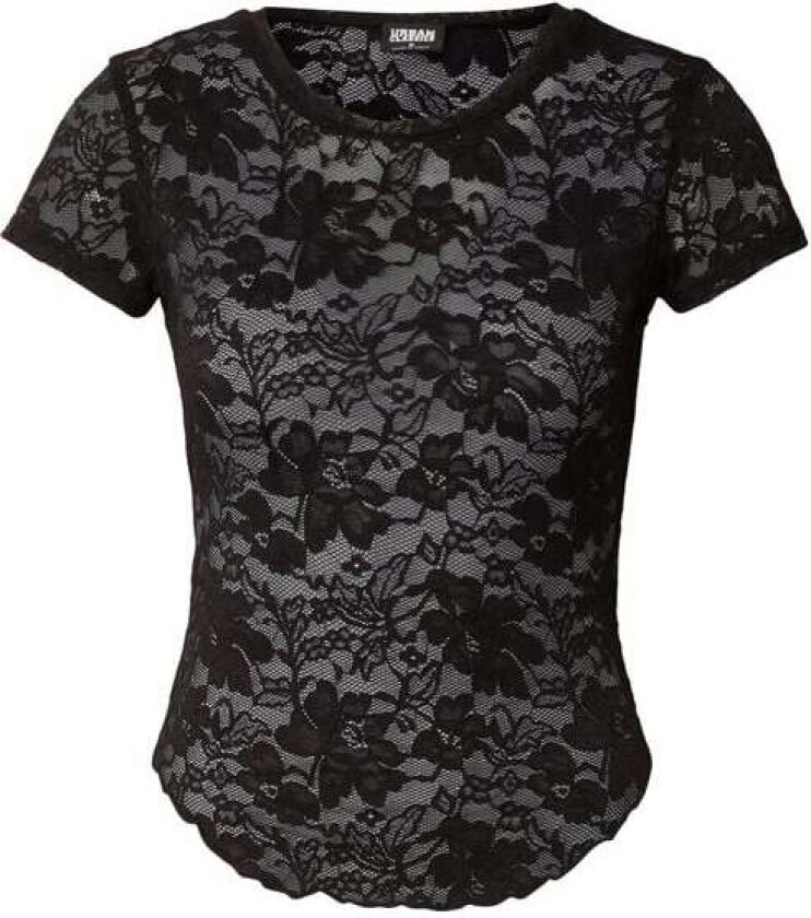 T-skjorte - Stretch Lace Crop Topp for Kvinner - XS til XL - Damer - svart
