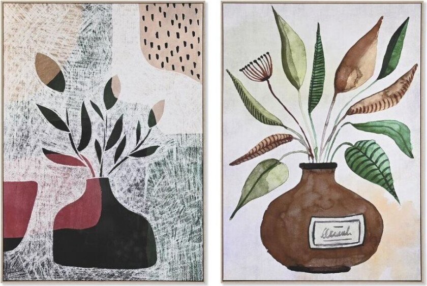 Maleri DKD Home Decor 102,5 x 4,3 x 142,6 cm Vase Skandinavisk (2 kvanta)