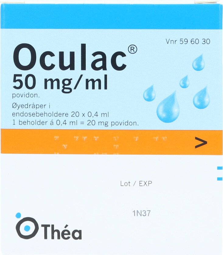 50mg/ml øyedråper i endosebeholdere, 20 x 0.4 ml.