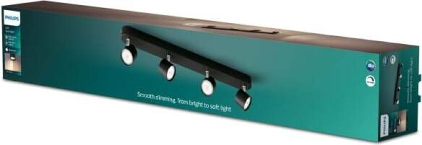 Påbygd spotlys, Overflateegnet, LED, 2700 K, 2000 lm, 220-240 V, Sort