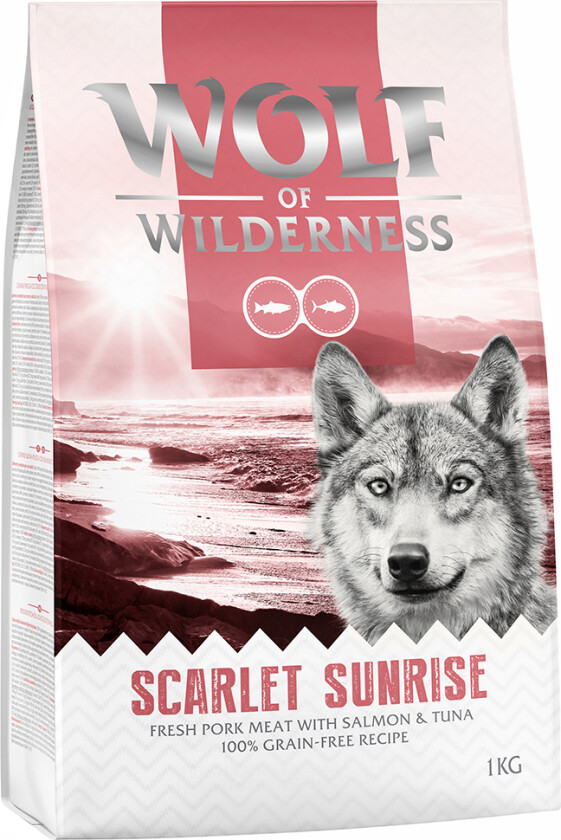 1 kg Wolf of Wilderness hundefôr til spesialpris! - Scarlet Sunrise - Laks & Tunfisk