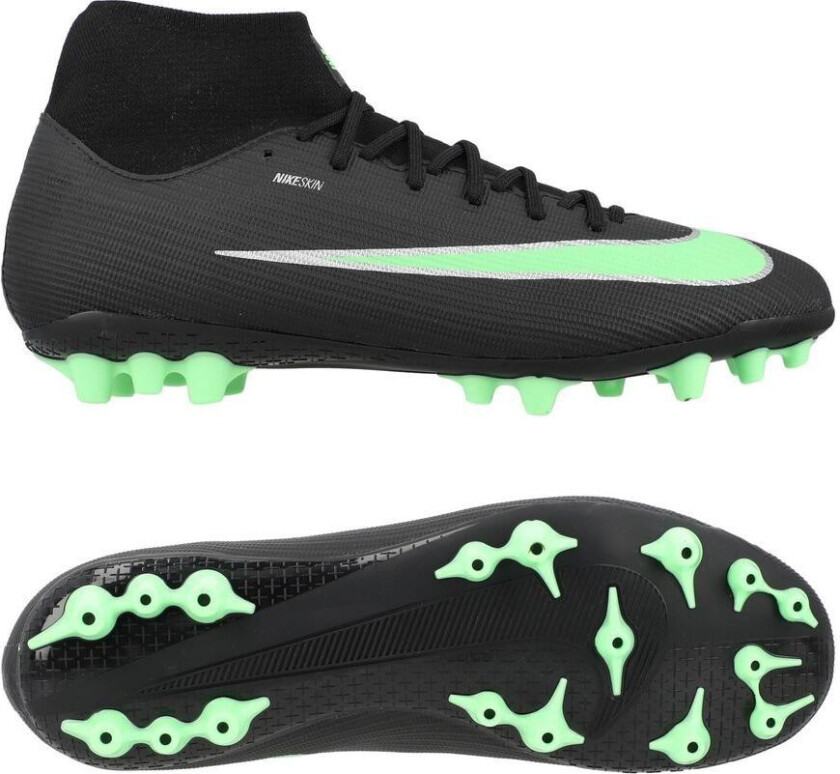 Mercurial Superfly 11 Academy Ag Shadow - Svart/illusion Green - Kunstgress (Ag), størrelse 38½