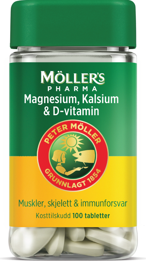 Magnesium, Kalsium & D-vitamin tabletter, 100 stk.