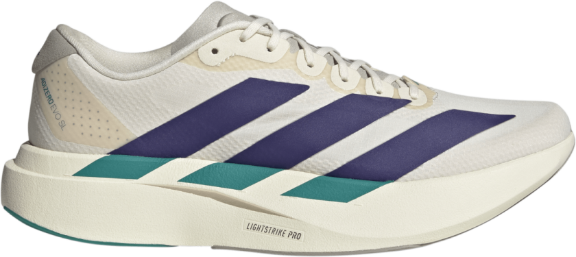 Adizero EVO SL Woven Herre Wonder white/Collegiate purple/Equipment Green 45 1/3