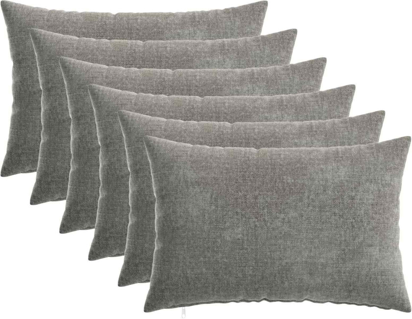 Putetrekk 6 pcs HEERLEN Mørkegrå 30 x 50 cm Chenille-stoff