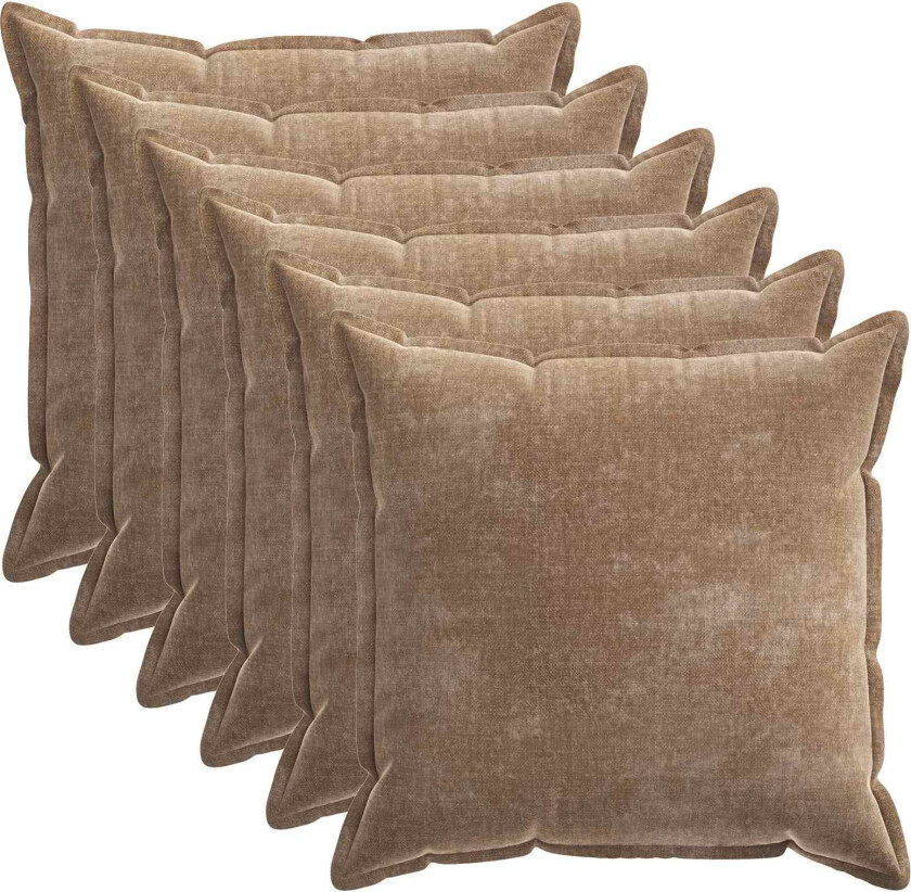 Putetrekk 6 pcs HOUTEN Brun 80 x 80 cm Chenille-stoff