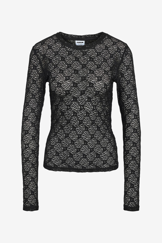 Topp Nmjudith L/S Lace Top Curve - Svart
