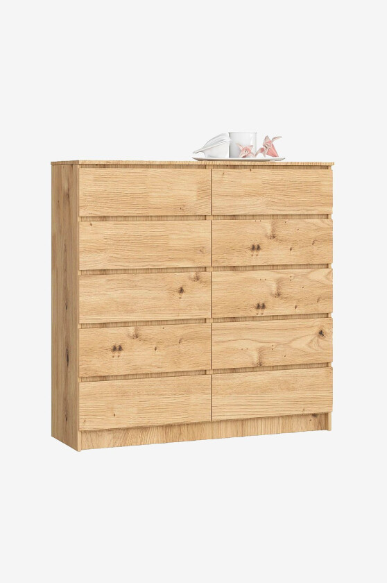 Akord kommode med 10 skuffer, Brun