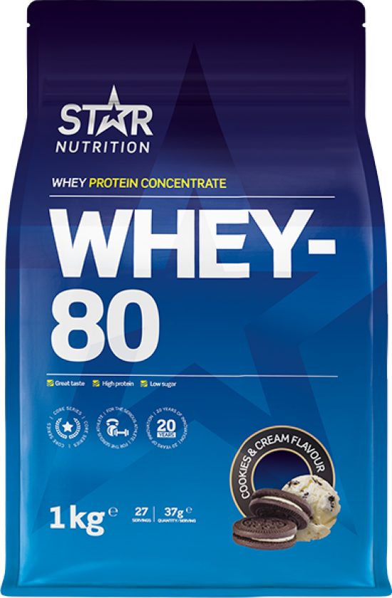 Star Nutrition Whey-80, proteinpulver Cookies&Cream