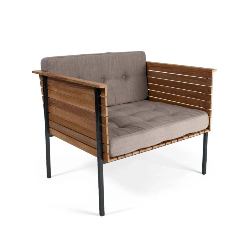 Häringe loungestol Sunbrella Natté Nature Grey-teak-svart