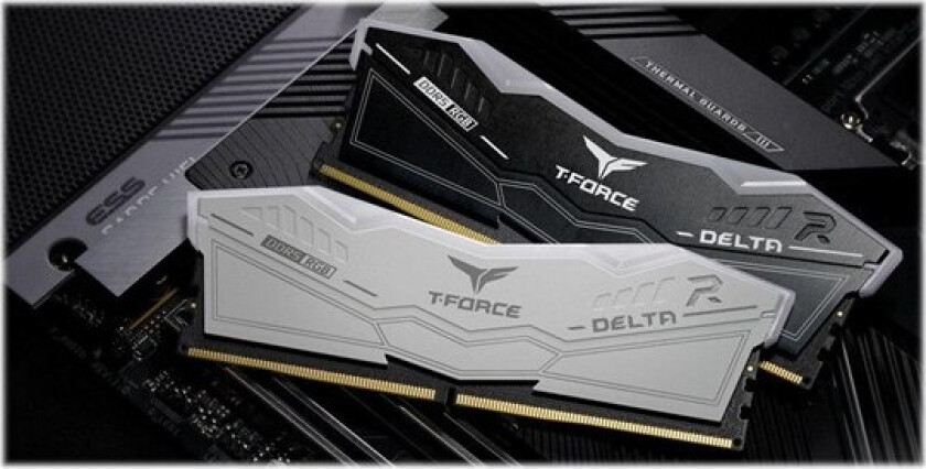 T-Force DELTA RGB - DDR5 - sett - 32 GB: 2 x 16 GB - DIMM 288-pin - 6000 MHz / PC5-48000 - CL38 - 1.25 V - ikke-bufret - on-die ECC - hvit