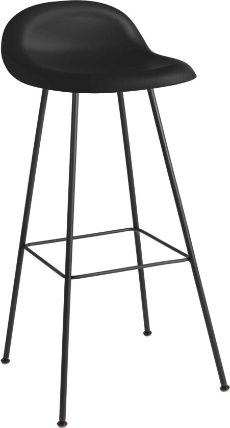 3d Bar Stool, Unupholstered, Center Base, Top - Midnight Black