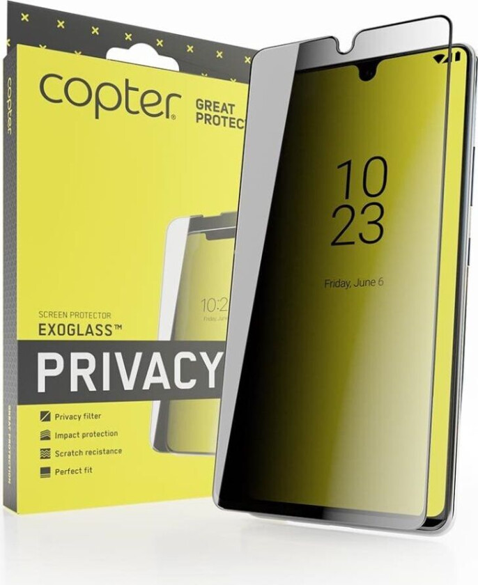 Copter iPhone 14 Pro Skjermbeskytter Exoglass Curved Privacy