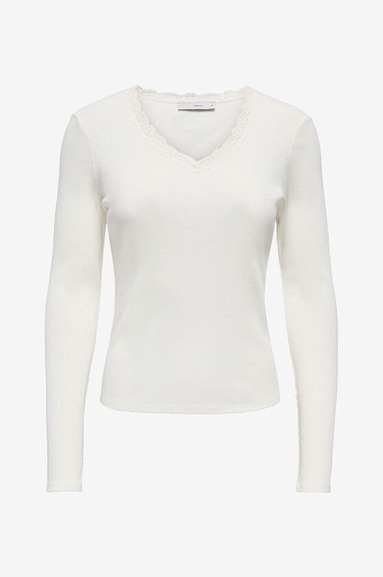 Topp Onlsara Sharai L/S V-Neck Top Jrs - Hvit