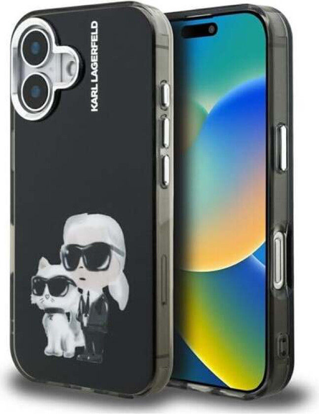IML Aquarelle Karl & Choupette & Logo iPhone 16 Case - Black