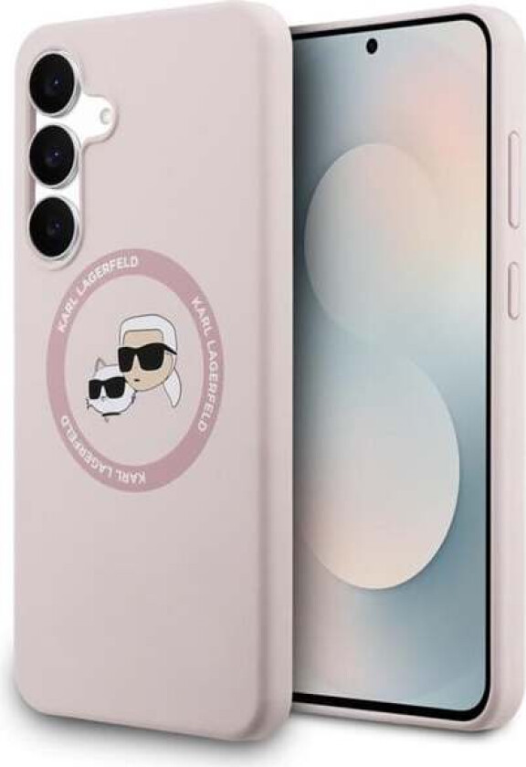 Silicone Karl & Choupette Heads MagSafe Case for Samsung Galaxy S25 FE - Pink