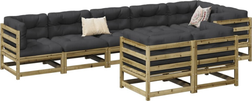 Hagesofasett 8 deler impregnert furu