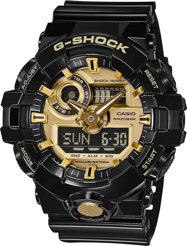 G-Shock GA-710GB-1AER - Anadigi - Sort - Herreklokker - Resin - Mineral