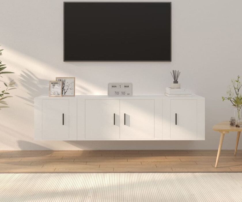 TV-skapsett 3 deler hvit konstruert tre