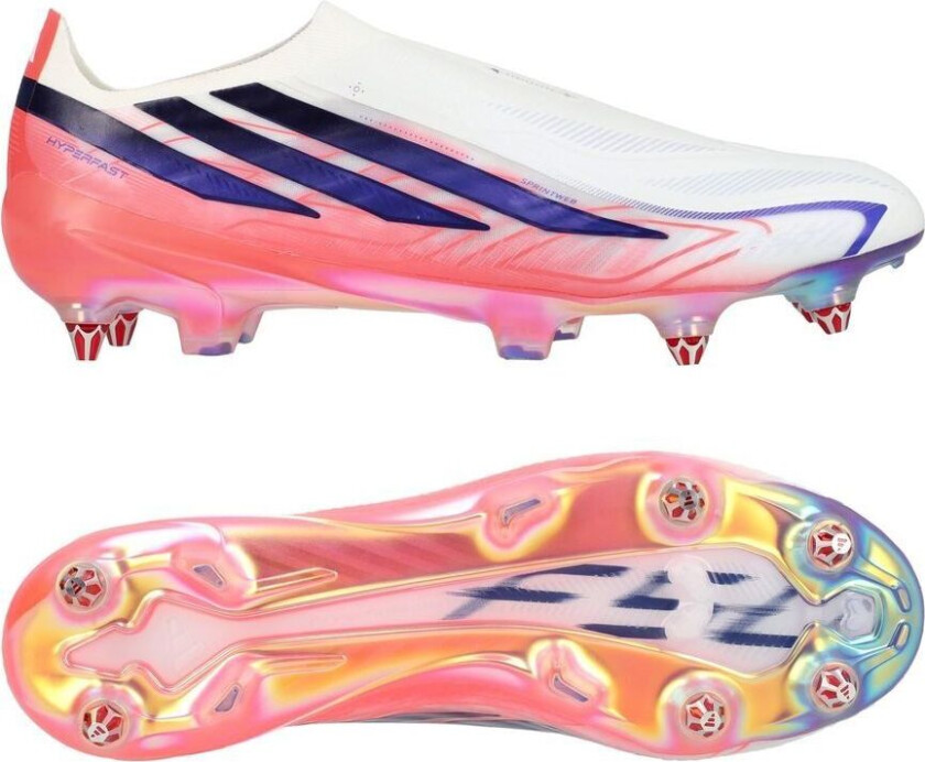F50 Hyperfast Elite Laceless SG Chaos vs Control - Fottøy Hvit/Solar Purple/Solar Turbo - Vått gress (SG), størrelse 42⅔