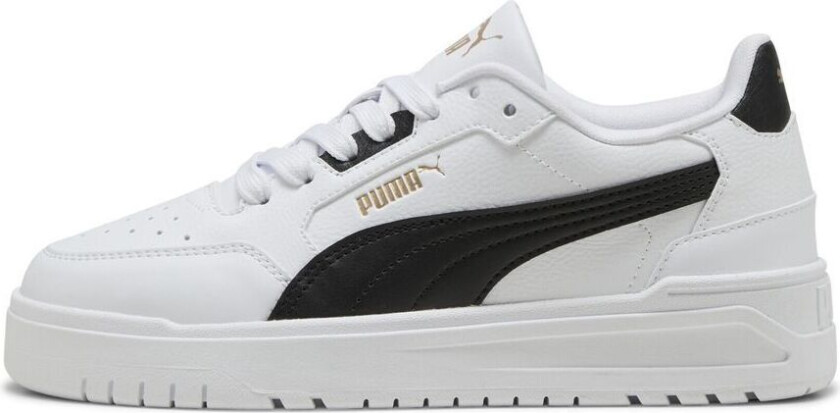 Shuffle Downtown Lo Jr PUMA White-PUMA Black-PUMA Gold, størrelse 38