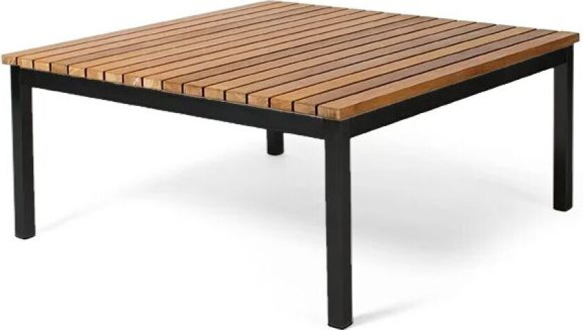 Häringe sofabord Teak, smal, svart stålstativ