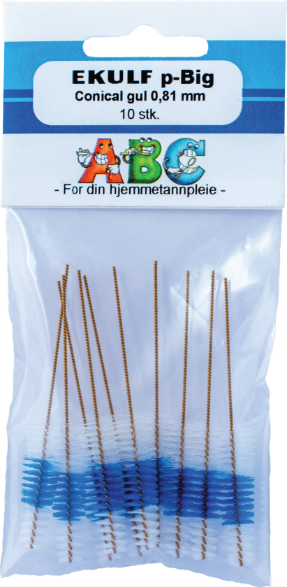 p-Big Conical Mellomromsbørste, Gul, 0,81 mm, 10 stk.