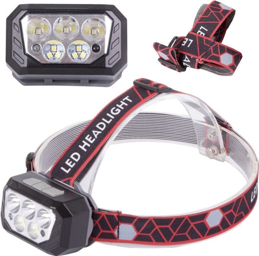 Oppladbar hodelykt med 3x XHP30 og 6x SMD LED