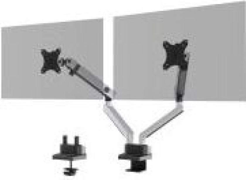 SELECT PLUS - Monteringssett (leddarm, klemme, boltefeste) - for 2 LCD-skjermer - plastikk, aluminium, stål - sølv - skjermstørrelse: 17-32 - skrivebordsmonterbar
