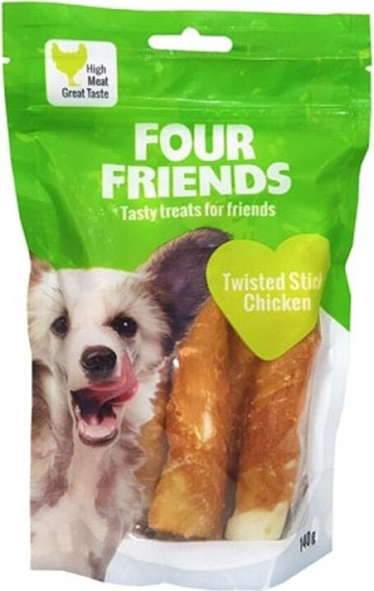 FourFriends Dog Twisted Stick Chicken 12,5 cm 4-pack
