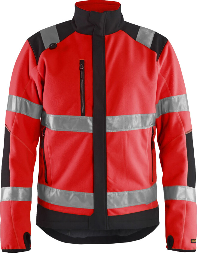 4888-2524 Fleecejakke rød/svart, varsel, vindtett, klasse 2 L