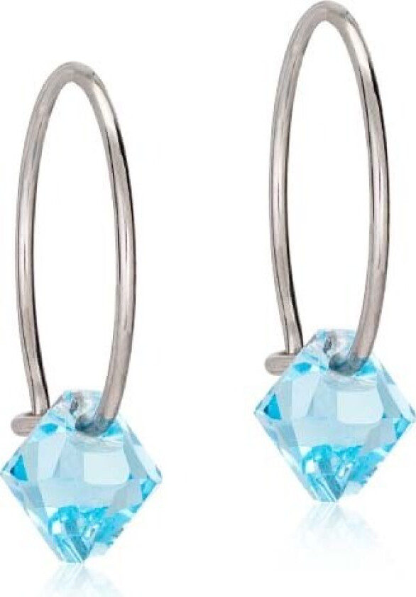 NT Ear Ring 14 mm, Bicone 6 mm Aquamarine