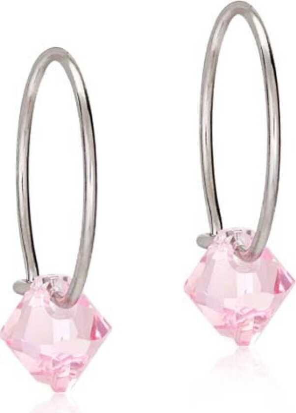NT Ear Ring 14 mm, Bicone 6 mm Light rose